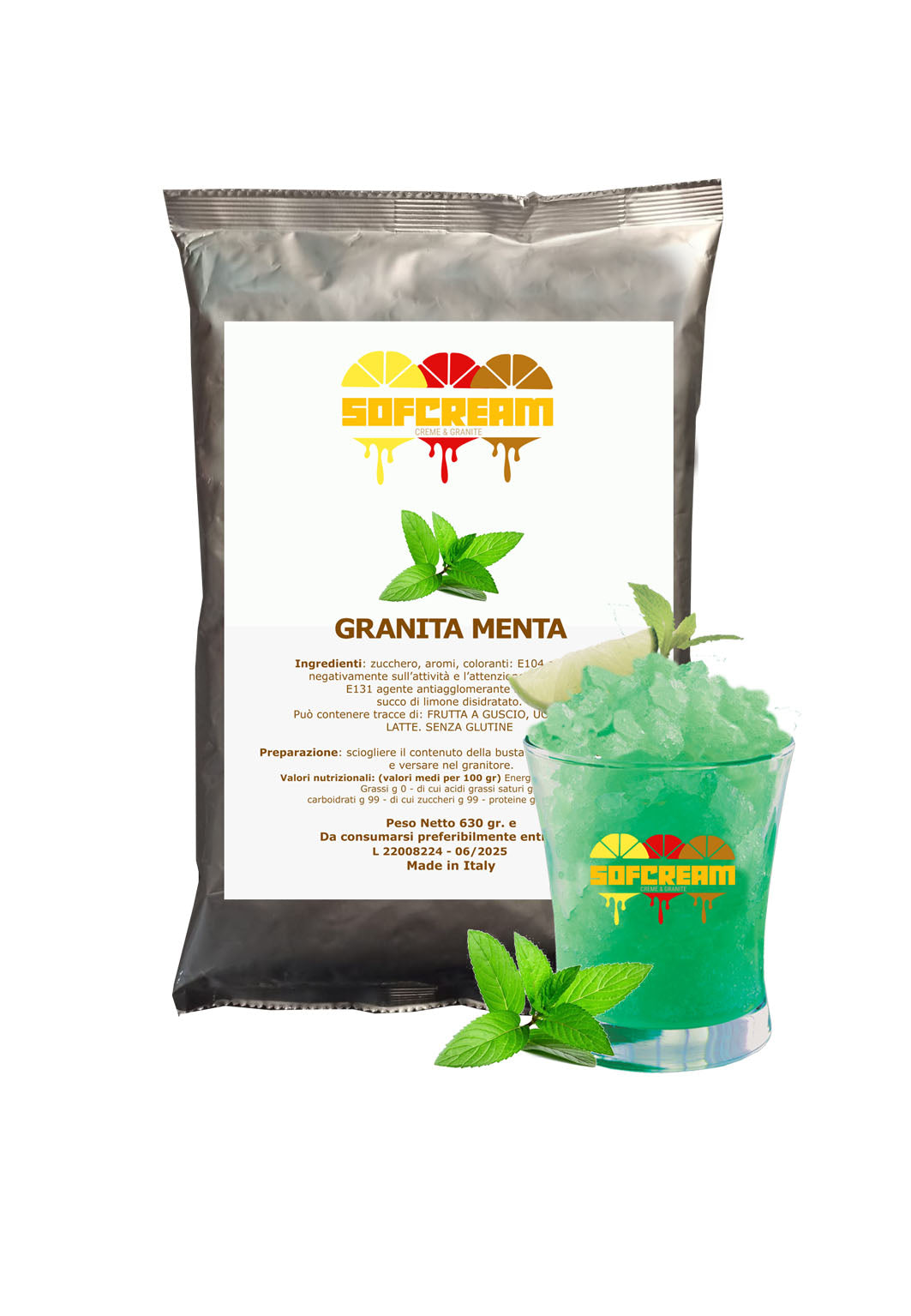 Granita Menta - Preparato in polvere solubile pronta all'uso 630 gr.